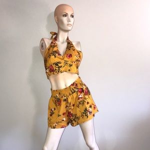 Halter Top Two Piece Shorts Set
